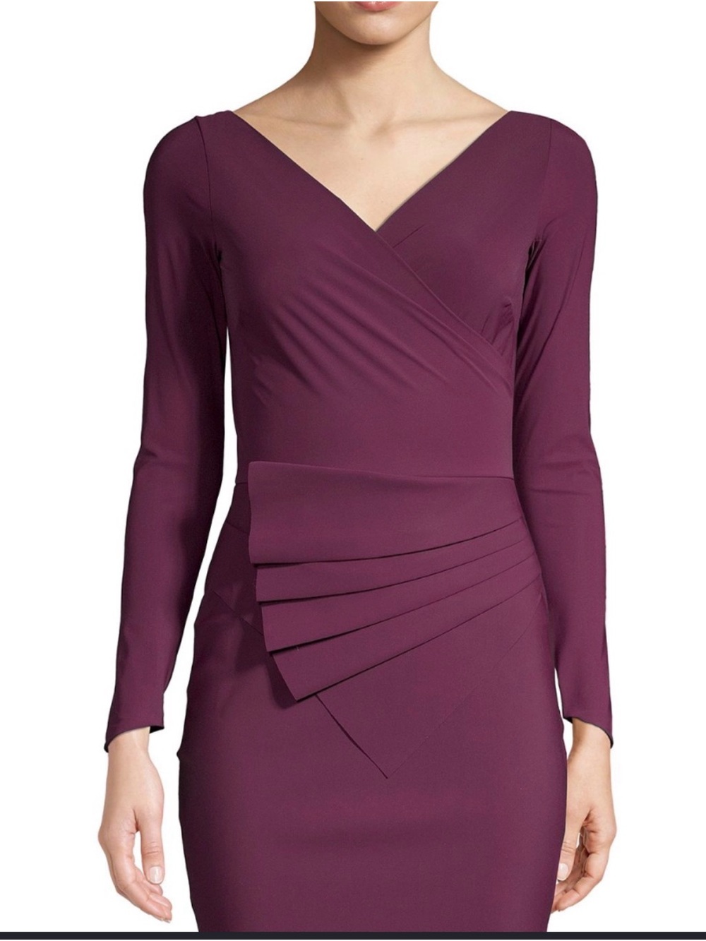 Chiara Boni Plum Long-Sleeve Wrap Sheath Dress